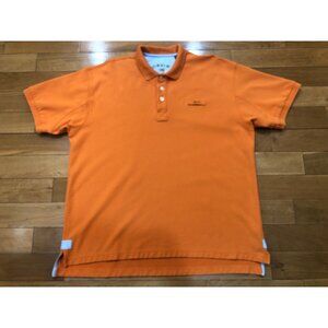 Orvis Signature Short Sleeve 100% Heavyweight Cotton Orange Polo Shirt Size XL